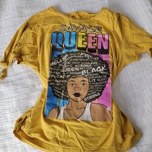 Orange black queen shirt with shoulder holes